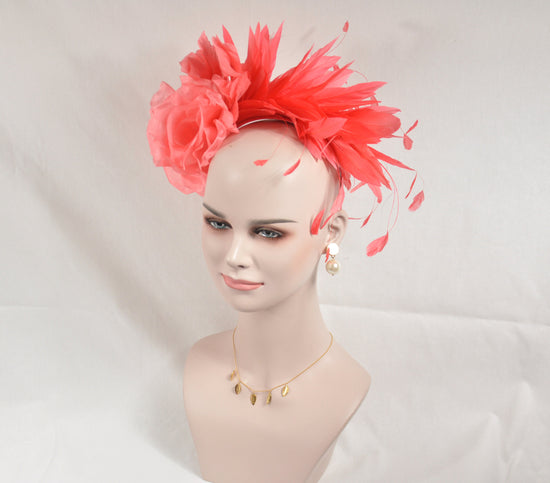 Kentucky Derby Fascinator Hat, Ascot Hat for Wedding & Tea Party, Garden Party Hat, Mother of the Bride, Church Coral Pink