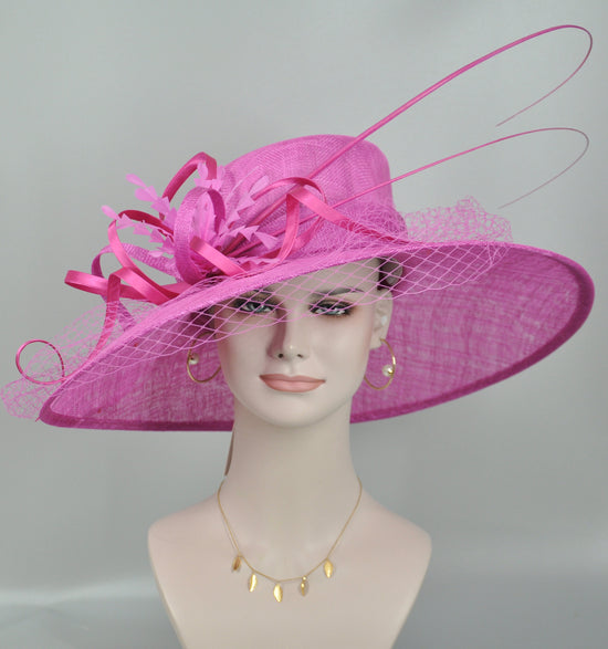 Fuchsia Sinamay Wide Brim Hat: Kentucky Derby, Ascot Races