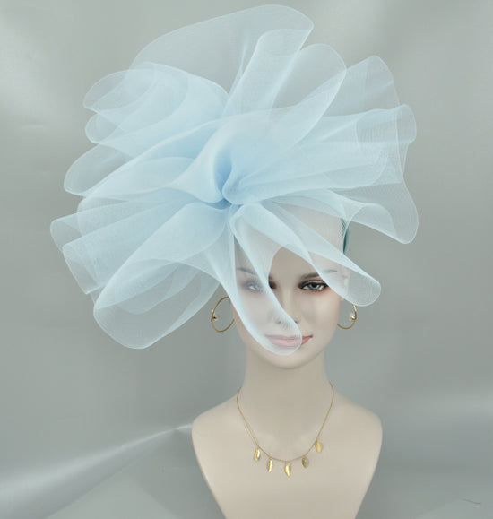 Light Blue Crinoline Fascinator Hat: Kentucky Derby, Wedding, Tea Party