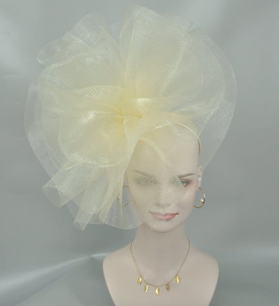 Off White Crinoline Fascinator Hat: Kentucky Derby, Wedding Tea Party