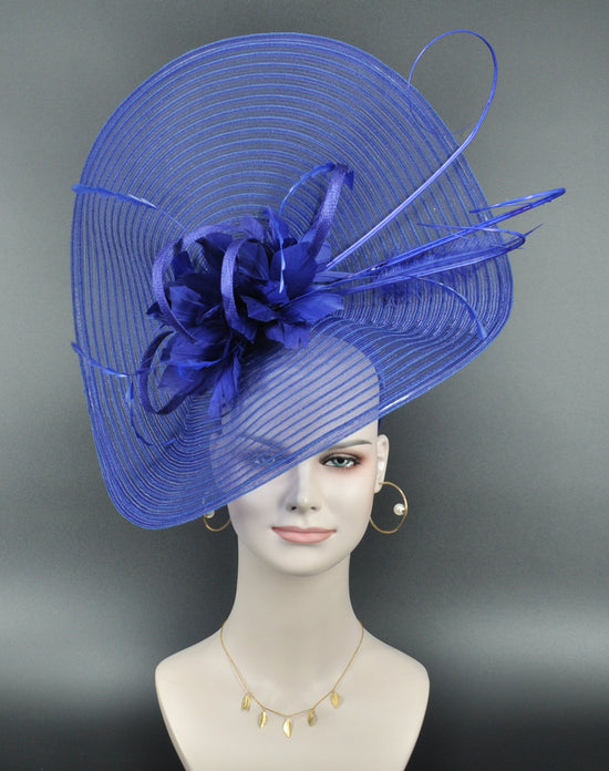 Royal Blue Feather Fascinator Hat: DerbyWedding Party