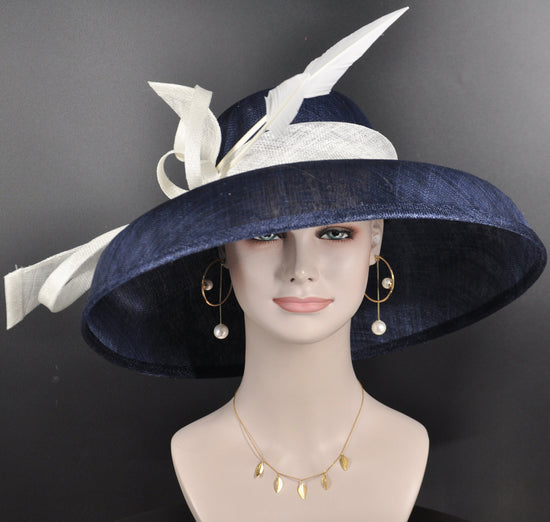 Navy Blue Sinamay Dome Hat: DerbyTea Party Hat