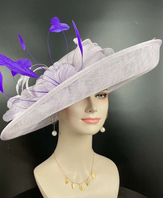 Lilac Sinamay Derby Hat: Wide Brim Royal Ascot Occasion