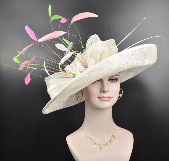Wide Brim Sinamay Kentucky Derby Hat, Church, Tea Party, Oaks Day