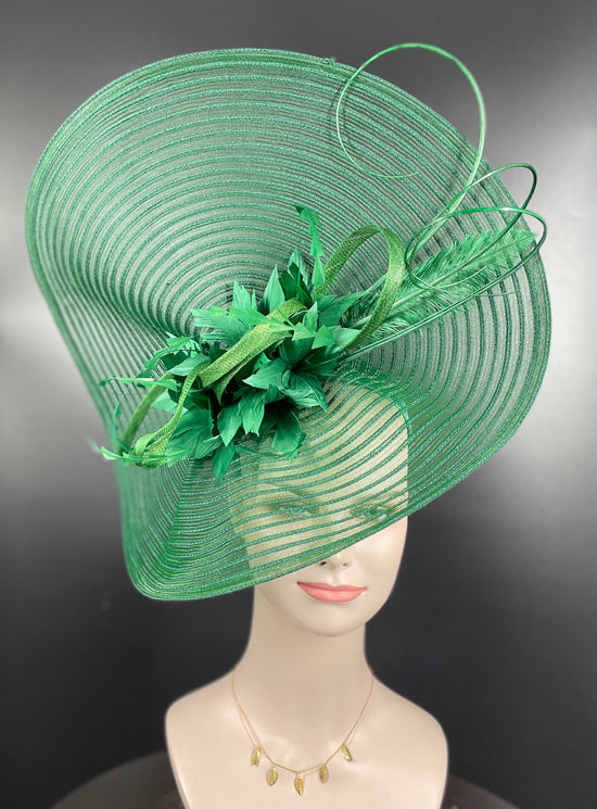 Green Ascot Fascinator Hat: Kentucky Derby, Tea Party Wedding