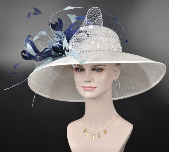 Sinamay Derby Hat: White Wide Brim Royal Ascot Hat