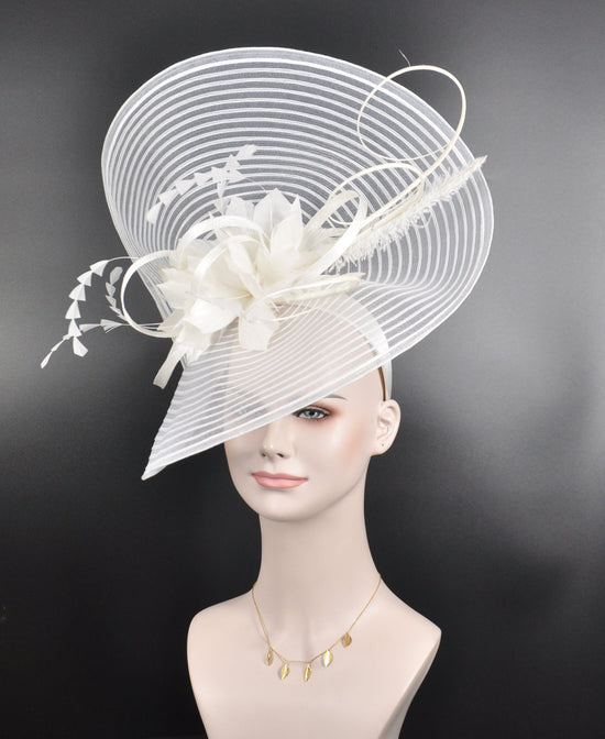 White Feather Fascinator Hat: Royal Ascot, Kentucky Derby, Wedding