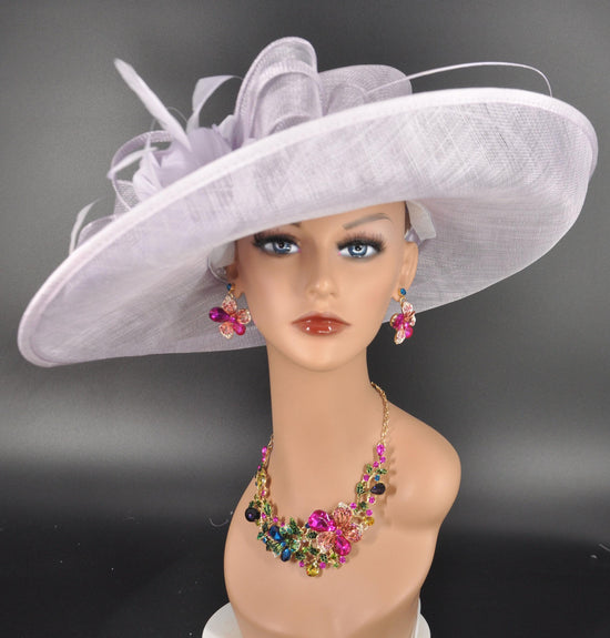 Lilac Sinamay Derby Hat: Wide Brim Royal Ascot Race Day