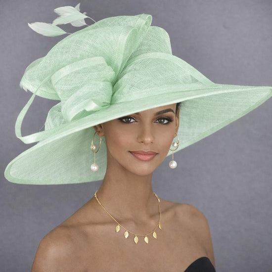 Mint Green Three Layer Wide Brim Sinamay Hat Kentucky Derby Hat Wedding Church Tea Party Garden Party Ascort Royal Party Hat