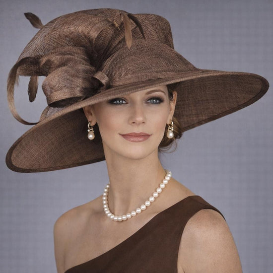 Brown/Coffee Three Layer Wide Brim Sinamay Hat Kentucky Derby Hat Wedding Church Tea Party Garden Carriage Party Ascort Royal Party Hat