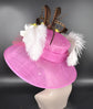 Fuchsia Pink Flower Styles Wide Brim Kentucky Derby Hat, Ascot Hat for Wedding & Tea Party, Garden Party Hat, Mother of the Bride, Church