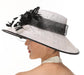 White with Black Kentucky Derby Hat, Church Hat, Wedding Hat, Easter Hat, Tea Party Hat Wide Brim   Sinamay Hat