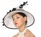 White with Black Kentucky Derby Hat, Church Hat, Wedding Hat, Easter Hat, Tea Party Hat Wide Brim   Sinamay Hat