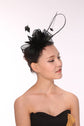 Kentucky Derby Feather Floral Sinamay Headband Fascinator  Hat Black