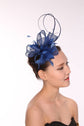 Kentucky Derby Feather Floral Sinamay Headband Fascinator Hat Cocktail Blue