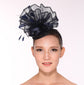 Kentucky Derby Feather Floral Sinamay Headband Fascinator Hat Navy Blue