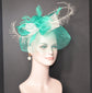 Kentucky Derby Wedding Feather Floral Organza Headband Fascinator  Hat Cocktail Green