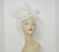 Kentucky Derby Wedding Feather Floral Organza w Sinamay Headband Fascinator Hat Cocktail White