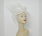Kentucky Derby Wedding Feather Floral Organza w Sinamay Headband Fascinator Hat Cocktail White