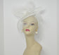 Kentucky Derby Wedding Feather Floral Organza w Sinamay Headband Fascinator Hat Cocktail White