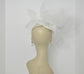 Kentucky Derby Wedding Feather Floral Organza w Sinamay Headband Fascinator Hat Cocktail White