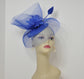 DerbyWedding Feather Floral Organza w Sinamay Headband Fascinator Hat Cocktail Royal Blue