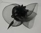 Kentucky Derby Wedding Feather Floral Organza w Sinamay Headband Fascinator Hat Cocktail Black