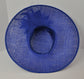 Royal Blue Derby Hat: Feather Flowers, Wide Brim Sinamay