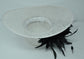 White Sinamay Derby Hat: Black Feather Flower, Wide Brim