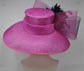 Wide Brim Kentucky Derby Hat, Ascot Hat for Wedding & Tea Party, Garden Party Hat, Mother of the Bride, Church Fuchsia Pink W Navy Blue