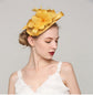 Derby Hat Feather Floral Sinamay Headband Fascinator Cocktail Yellow
