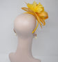 Kentucky Derby Hat Feather Floral Sinamay Headband Fascinator Cocktail Yellow