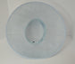 Powder Blue Sinamay Derby Hat: Feather Flowers, Wide Brim