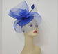 DerbyWedding Feather Floral Organza w Sinamay Headband Fascinator Hat Cocktail Royal Blue
