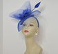 DerbyWedding Feather Floral Organza w Sinamay Headband Fascinator Hat Cocktail Royal Blue
