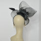 Kentucky Derby Wedding Feather Floral Organza w Sinamay Headband Fascinator Hat Cocktail Black