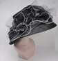 New Kentucky Derby Hat, Church, Wedding, Tea Party with Two Big Flower 4 Layers 7" Wide Brim Organza Hat( Black with White)