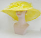 7" Wide Brim  One Flower Yellow  for Church, Wedding, Tea Party, Kentucky Derby HatWide Brim Organza Hat