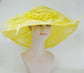Wide Brim Yellow Derby Hat, Organza Flower, Tea Party Wedding