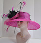Church Derby Hat  Carriage Tea Party Wedding  Hot Pink w Black