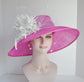 Hot Pink Sinamay Derby Hat: Wide Brim Wedding, Tea Party, Ascot