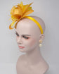 Kentucky Derby Hat Feather Floral Sinamay Headband Fascinator Cocktail Yellow