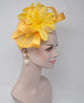 Kentucky Derby Hat Feather Floral Sinamay Headband Fascinator Cocktail Yellow