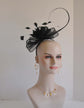 Kentucky Derby Feather Floral Sinamay Headband Fascinator  Hat Black