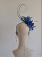 Kentucky Derby Feather Floral Sinamay Headband Fascinator Hat Cocktail Blue