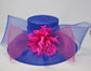 Royal Blue Sinamay Derby Hat, Wide Brim Ascot Fascinator