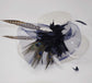 Church Derby Hat  Carriage Tea Party Wedding  White with Navy Blue Peacock Feathers