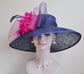 Navy Sinamay Kentucky Derby Hat: Wide Brim Royal Ascot Wedding Hat