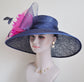 Navy Sinamay Kentucky Derby Hat: Wide Brim Royal Ascot Wedding Hat