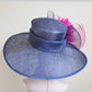 Navy Sinamay Kentucky Derby Hat: Wide Brim Royal Ascot Wedding Hat